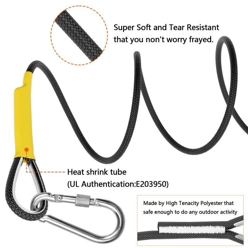 X XBEN Outdoor Climbing Rope Rock Climbing Rope, Escape Rope Climbing Equipment Fire Rescue Parachute Rope (32 Foot) - Black - Image 3